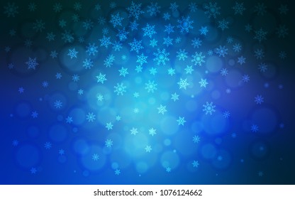 Light BLUE vector cover with beautiful snowflakes. Modern geometrical abstract illustration with crystals of ice. The pattern can be used for new year leaflets.