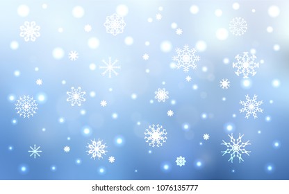 Light BLUE vector cover with beautiful snowflakes. Modern geometrical abstract illustration with crystals of ice. New year design for your ad, poster, banner.