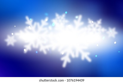 Light BLUE vector cover with beautiful snowflakes. Modern geometrical abstract illustration with crystals of ice. The template can be used as a new year background.