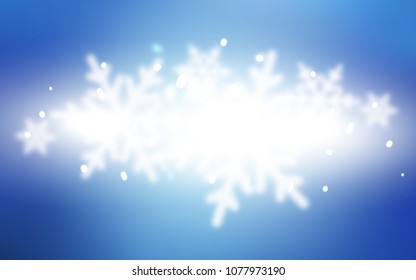 Light BLUE vector cover with beautiful snowflakes. Shining colored illustration with snow in christmas style. New year design for your business advert.