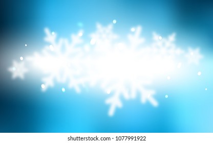 Light BLUE vector cover with beautiful snowflakes. Decorative shining illustration with snow on abstract template. The pattern can be used for year new  websites.