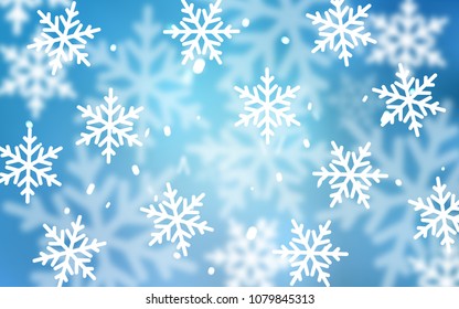 Light BLUE vector cover with beautiful snowflakes. Modern geometrical abstract illustration with crystals of ice. The template can be used as a new year background.