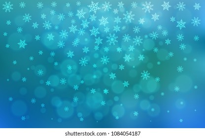 Light BLUE vector cover with beautiful snowflakes. Glitter abstract illustration with crystals of ice. The pattern can be used for new year ad, booklets.