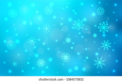 Light BLUE vector cover with beautiful snowflakes. Glitter abstract illustration with crystals of ice. The pattern can be used for year new  websites.