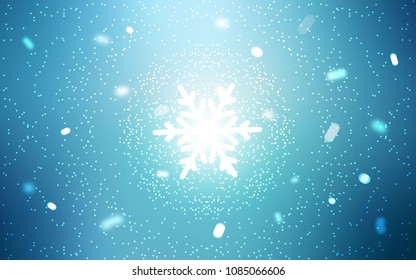 Light BLUE vector cover with beautiful snowflakes. Shining colored illustration with snow in christmas style. New year design for your ad, poster, banner.