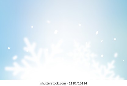 Light BLUE vector cover with beautiful snowflakes. Shining colored illustration with snow in christmas style. The pattern can be used for year new  websites.