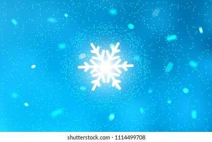 Light BLUE vector cover with beautiful snowflakes. Modern geometrical abstract illustration with crystals of ice. The pattern can be used for new year ad, booklets.