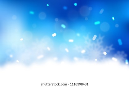 Light BLUE vector cover with beautiful snowflakes. Blurred decorative design in xmas style with snow. The template can be used as a new year background.