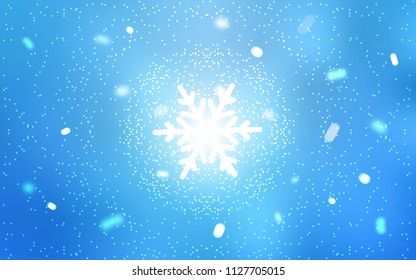 Light BLUE vector cover with beautiful snowflakes. Decorative shining illustration with snow on abstract template. The pattern can be used for year new  websites.