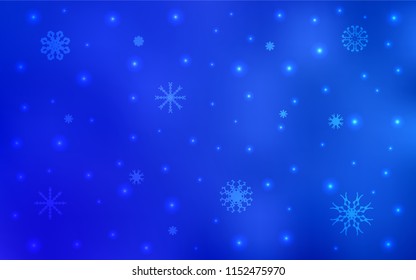 Light BLUE vector cover with beautiful snowflakes. Glitter abstract illustration with crystals of ice. The pattern can be used for year new  websites.
