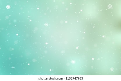 Light BLUE vector cover with beautiful snowflakes. Modern geometrical abstract illustration with crystals of ice. The pattern can be used for new year leaflets.