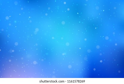 Light BLUE vector cover with beautiful snowflakes. Blurred decorative design in xmas style with snow. The pattern can be used for new year leaflets.