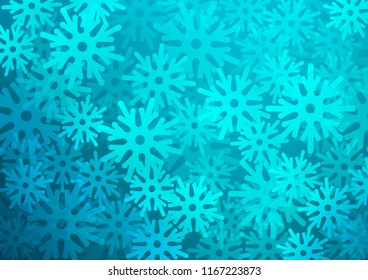 Light BLUE vector cover with beautiful snowflakes. Glitter abstract illustration with crystals of ice. The pattern can be used for new year ad, booklets.