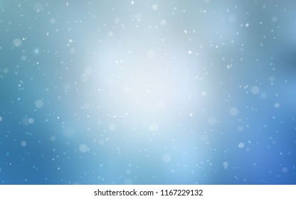Light BLUE vector cover with beautiful snowflakes. Snow on blurred abstract background with gradient. New year design for your ad, poster, banner.