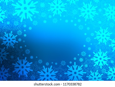 Light BLUE vector cover with beautiful snowflakes. Glitter abstract illustration with crystals of ice. The pattern can be used for new year ad, booklets.