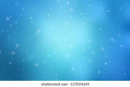 Light BLUE vector cover with beautiful snowflakes. Snow on blurred abstract background with gradient. The pattern can be used for year new  websites.