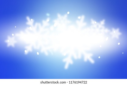 Light BLUE vector cover with beautiful snowflakes. Shining colored illustration with snow in christmas style. New year design for your ad, poster, banner.