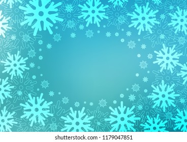 Light BLUE vector cover with beautiful snowflakes. Glitter abstract illustration with crystals of ice. The pattern can be used for new year leaflets.