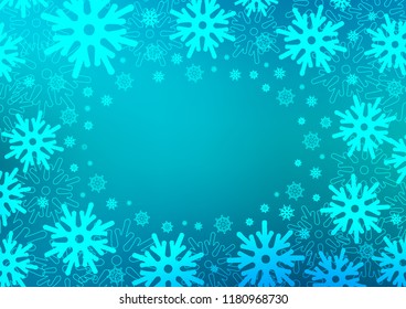 Light BLUE vector cover with beautiful snowflakes. Shining colored illustration with snow in christmas style. New year design for your ad, poster, banner.