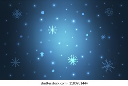 Light BLUE vector cover with beautiful snowflakes. Modern geometrical abstract illustration with crystals of ice. New year design for your business advert.