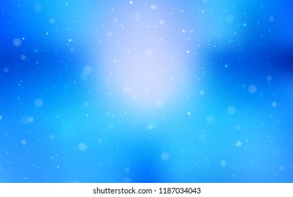 Light BLUE vector cover with beautiful snowflakes. Modern geometrical abstract illustration with crystals of ice. New year design for your ad, poster, banner.