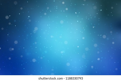 Light BLUE vector cover with beautiful snowflakes. Snow on blurred abstract background with gradient. The pattern can be used for new year ad, booklets.