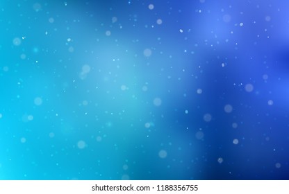 Light BLUE vector cover with beautiful snowflakes. Decorative shining illustration with snow on abstract template. New year design for your business advert.