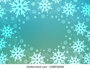 Light BLUE vector cover with beautiful snowflakes. Modern geometrical abstract illustration with crystals of ice. New year design for your ad, poster, banner.