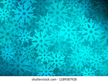Light BLUE vector cover with beautiful snowflakes. Modern geometrical abstract illustration with crystals of ice. The pattern can be used for new year leaflets.