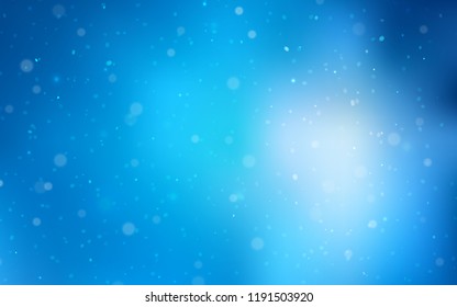 Light BLUE vector cover with beautiful snowflakes. Snow on blurred abstract background with gradient. The template can be used as a new year background.