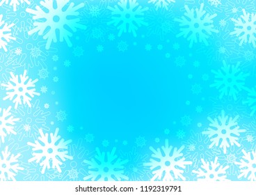 Light BLUE vector cover with beautiful snowflakes. Snow on blurred abstract background with gradient. The pattern can be used for new year leaflets.