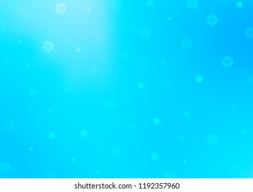 Light BLUE vector cover with beautiful snowflakes. Glitter abstract illustration with crystals of ice. New year design for your ad, poster, banner.