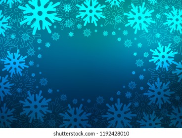 Light BLUE vector cover with beautiful snowflakes. Modern geometrical abstract illustration with crystals of ice. The pattern can be used for new year leaflets.