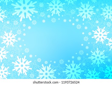 Light BLUE vector cover with beautiful snowflakes. Glitter abstract illustration with crystals of ice. The pattern can be used for year new  websites.