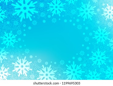 Light BLUE vector cover with beautiful snowflakes. Blurred decorative design in xmas style with snow. The template can be used as a new year background.
