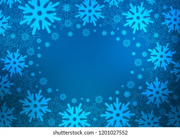 Light BLUE vector cover with beautiful snowflakes. Blurred decorative design in xmas style with snow. The template can be used as a new year background.