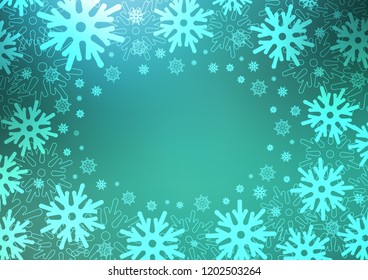 Light BLUE vector cover with beautiful snowflakes. Decorative shining illustration with snow on abstract template. New year design for your business advert.