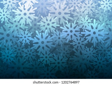Light BLUE vector cover with beautiful snowflakes. Modern geometrical abstract illustration with crystals of ice. New year design for your business advert.