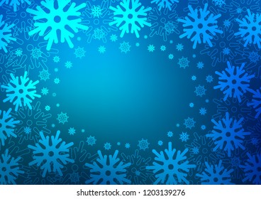 Light BLUE vector cover with beautiful snowflakes. Decorative shining illustration with snow on abstract template. New year design for your ad, poster, banner.