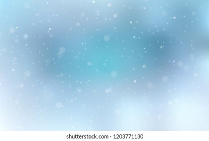 Light BLUE vector cover with beautiful snowflakes. Blurred decorative design in xmas style with snow. The pattern can be used for new year ad, booklets.