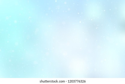 Light BLUE vector cover with beautiful snowflakes. Decorative shining illustration with snow on abstract template. New year design for your business advert.