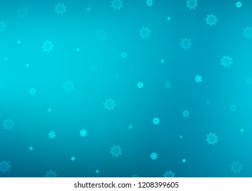 Light BLUE vector cover with beautiful snowflakes. Shining colored illustration with snow in christmas style. The pattern can be used for new year leaflets.