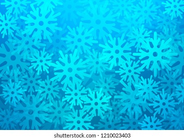 Light BLUE vector cover with beautiful snowflakes. Glitter abstract illustration with crystals of ice. New year design for your ad, poster, banner.