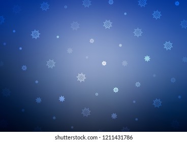 Light BLUE vector cover with beautiful snowflakes. Decorative shining illustration with snow on abstract template. The pattern can be used for new year ad, booklets.
