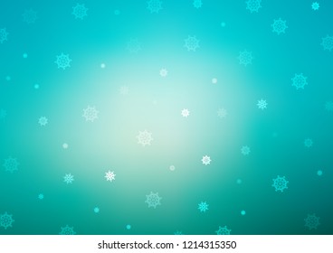 Light BLUE vector cover with beautiful snowflakes. Glitter abstract illustration with crystals of ice. The pattern can be used for year new  websites.