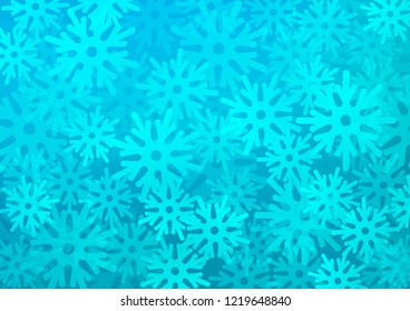 Light BLUE vector cover with beautiful snowflakes. Modern geometrical abstract illustration with crystals of ice. The pattern can be used for year new  websites.