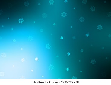 Light BLUE vector cover with beautiful snowflakes. Blurred decorative design in xmas style with snow. The template can be used as a new year background.