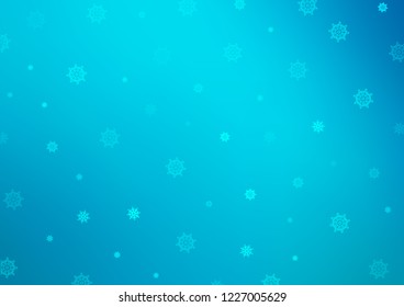 Light BLUE vector cover with beautiful snowflakes. Decorative shining illustration with snow on abstract template. New year design for your ad, poster, banner.