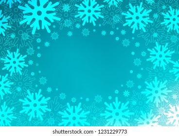 Light BLUE vector cover with beautiful snowflakes. Decorative shining illustration with snow on abstract template. The template can be used as a new year background.
