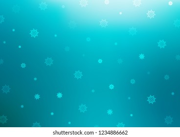Light BLUE vector cover with beautiful snowflakes. Modern geometrical abstract illustration with crystals of ice. The pattern can be used for new year ad, booklets.